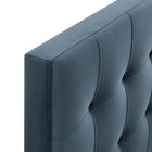 Modway - Lily Velours de performance résistant aux taches Tête de lit pleine grandeur, Bleu Cadet-Assemblée requise