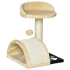 PawHut - arbre à griffer pour chat 18 po avec maison et jouet suspendu - beige-Fabriqué en panneau de particules, tapis en sisal et peluche avec une construction solide 