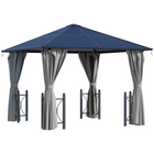 Outsunny - Pavillon à toit rigide 10 pi l x 10 pi L - pavillon de patio - noir-Pavillon en polycarbonate inoxydable avec cadre en métal reste stable malgré les changements de météo