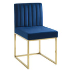 Modway - Carriage Base de traîneau à touffes de Channel Performance Velvet Chaise à manger - Marine d’or-Fauteuil à manger Glam Deco