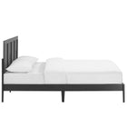 Modway - Sirocco Rotin et bois Lit de plateforme King, Noir-Tête de lit à hauteur ajustable
