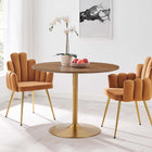 Modway - Amuse 40 po Table à manger, Noyer d’or-Socle métallique résistant aux éclats