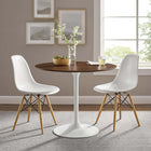 Modway - Lippa Rond de 36 po Bois Table à manger, Noyer-Socle métallique résistant aux éclats