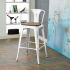 Modway - Promenade Tabouret de bar - Blanc-Acier revêtu de poudre