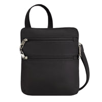 Travelon - Sac bandoulière mince classique antivol à double fermeture éclair - 9 po l x 10,25 po H x 1 po P - Noir-Système de protection avancé Anti-Theft à 5 points