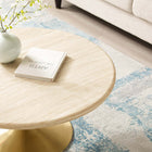 Modway - Lippa Rond de 36 po Faux travertin Table basse, Travertin d’or-Tampon feutre non marquant