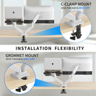 ShoppingAll - Support double pour moniteur VESA et ordinateur portable avec bras à ressort à gaz entièrement réglable et pince de bureau - Blanc-7