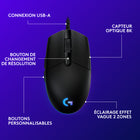 Logitech - Souris de jeu RVB programmable  G203 Prodigy - noire-Connexion par USB type A. longueur du câble: 2,1 m	