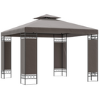 Outsunny - Pavillon à toit double 10 pi l x 10 pi L - gazebo d’extérieur - kaki-Le design à double toit améliore la circulation de l'air, gardant la zone fraîche