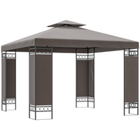 Outsunny - Pavillon à toit double 10 pi l x 10 pi L - gazebo d’extérieur - kaki-Le design à double toit améliore la circulation de l'air, gardant la zone fraîche