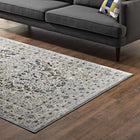 Modway - Elqenna Turc floral vintage orné Tapis de 5 pi l x 8 pi L - Bleu et crème- Fil polypropylène / chenille