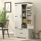 HOMCOM - Armoire de cuisine 64 po avec portes et tiroirs - blanc vieilli-Huit étagères de porte optimisent l’espace de l’armoire pour organiser vos épices avec un accès facile 