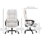 Vinsetto - Chaise de bureau de massage avec vibrations 6 points et repose-pieds - blanc-Hauteur d’assise réglable pour votre confort