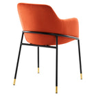 Modway - Jovi Performance Velvet Fauteuil à manger - Orange Noir-Cadre robuste en métal noir