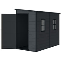 Outsunny - Abri de rangement extérieur 4,3 pi x 8 pi, avec porte verrouillable, gris foncé-L'intérieur spacieux de 44,1 po x 88,6 po offre amplement d'espace pour les outils et l'équipement 
