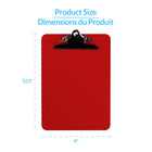 Davis Group - Planchettes à pince à ressort, format lettre, 9 po l x 12 po H – Rouge - 6 par paquet-Clip à ressort