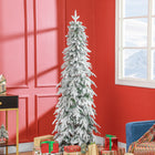 HOMCOM - Arbre de Noël artificiel crayon de 6 pi avec ouverture automatique-Pulvérisé de neige artificielle pour une ambiance hivernale 