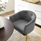Modway - Savour Touffe Performance Velvet Chaise d’accent - Gris-Pieds en acier inoxydable doré