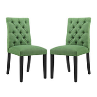 Modway - Duchess Tissu Chaise à manger Ensemble de 2 - Vert-Rembourrage en mousse dense pour le confort