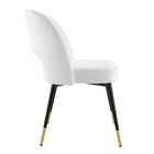 Modway - Rouse Performance Velvet Fauteuil d’appoint de salle à manger - Blanc-Design moderne du milieu du siècle
