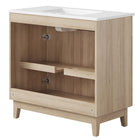 Modway - Miles 36" Vanette de salle de bain - Chêne blanc-Pattes en caoutchouc effilées