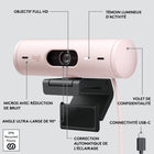 Logitech - Brio 500 Webcam HD avec Expo Auto, Cadrage Auto- Rose-Champ de vision de 90 degres : Un CdV plus large que normal offre plus d'espace pour se deplacer ou avoir une 2e personne sur la camera, utilisez Logi Tune pour zoomer jusqu'à une largeur de 90 deg