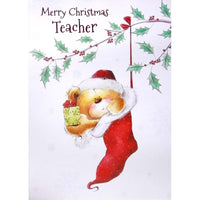 Mill Brook Studio - Cartes de souhaits Noël / Enveloppes - 5-3/8 po x 7-3/4 po - Joyeux Noël Professeur - Paquet de 18-Cartes de souhaits qualité boutique