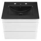 Modway - Render Support mural de 24" Vanette de salle de bain - Blanc Noir-Bassin d’évier en céramique