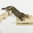 PawHut - Étagère murale pour chat avec hamac, poteau à griffer, plateformes-Couleur : Beige, Crème 