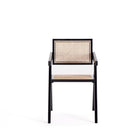 Manhattan Comfort - Lot de 2 chaises de salle à manger Hamlet 19,67 po style industriel chic avec accoudoirs - noir et cannage naturel-Assise en canne naturelle