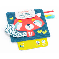 Miniland - Apprendre à ressentir : papier sensoriel froissé - Panda roux-Papier croustillant pour bébé en forme de panda roux mignon