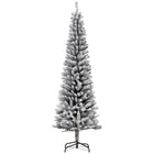 HOMCOM - Arbre de Noël artificiel fin floqué de neige artificielle 6pi-Le design floqué de neige ajoute une atmosphère hivernale 