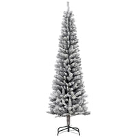 HOMCOM - Arbre de Noël artificiel fin floqué de neige artificielle 6pi-Le design floqué de neige ajoute une atmosphère hivernale 
