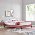 Modway - Harlow Performance Velvet Cadre de lit à plateforme King, Rose poussiéreuse-Capacité de poids du cadre de lit : 800 lb
