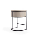 Manhattan Comfort - Cosmopolitan tabouret de comptoir moderne du milieu du siècle de 23,7 po en similicuir crème et noir, lot de 3-Livré chez vous entièrement assemblé ! Aucun assemblage requis