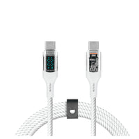LOGiiX - Piston Connect Cristal 3M 100W - Blanc-Câble USB Type-C® transparent de 1,5m, 100W, avec affichage numérique