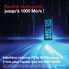 Verbatim - SSD VGX1000 externe PCIe NVMe pour le jeu 512 Go-Conception portable avec boîtier noir, placage d’aluminium bleu et logo RGB illuminé