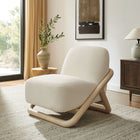 Modway - Vander Tissu texturé Chaise d’accent - Crème de chêne-Cadre en bois courbé