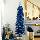 HOMCOM - Sapin de Noël artificiel fin 5pi - arbre de Noël - bleu profond-Conception de section pour une installation rapide  