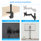 ShoppingAll - Support de montage debout entièrement réglable pour moniteur unique - Noir-Ce support de bureau entièrement réglable peut être fixé à l'aide d'une pince en C ou d'un passe-fil sur n'importe quelle surface de travail.