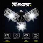 Bell+Howell - Lampe d'atelier LED TriBurst Active Deluxe - 5 500 lumens-Éclairage LED ultra-lumineux : Illuminez de grandes surfaces telles que des garages, des sous-sols et des ateliers avec 144 ampoules LED à haute intensité, offrant une puissante luminosité de 5500 lumens avec une température de couleur naturelle de 4000K.
