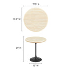 Modway - Lippa Rond de 20 po Faux travertin Table d’appoint, Travertin noir-Socle en métal noir résistant aux éclats