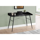 Monarch Specialties - 7542 Bureau 48 po L - Faux Marbre Noir/Metal Noir-La base en métal dans une finition noire comprend des pattes métalliques effilées et inclinées et des barres de soutien en forme de X à l'arrière qui offrent une stabilité