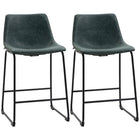 HOMCOM - Tabourets de bar hauteur comptoir avec dossier - vert foncé - paquet de 2-Design classique en cuir PU vieilli 
