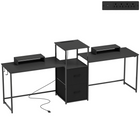 HOMCOM - Bureau de gaming extra long 96 po avec ports USB et tiroirs - noir-Bureau extra-large de 96,1 po (244 cm) offrant deux espaces de travail pour le jeu ou le travail collaboratif