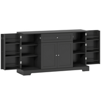 HOMCOM - Buffet moderne 55 po avec tiroir et étagères latérales de rangement - noir-Un plateau spacieux, un grand tiroir et trois armoires gardent vos essentiels de salle à manger organisés 