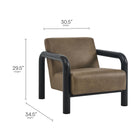 Modway - Sereno Cuir végane Chaise d’accent - Noir champignon-Accoudoirs arrondis en bois massif