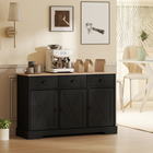 HOMCOM - Buffet style ferme 46,5 po avec portes de grange et tiroirs - noir-Trois tiroirs gardent les petits objets organisés et à portée de main