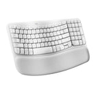 Logitech - Wave Keys clavier ergonomique sans fil, repose-poignets rembourré - Blanc-Une vague de confort: augmentez votre confort avec le clavier Wave Keys: le clavier ergonomique sans fil conçu pour vous permettre de travailler plus facilement