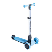Yvolution - Yglider Nua Trottinette - Bleu-Un scooter comme vous n'en avez jamais vu auparavant, le Y Glider Nua a un nouveau design incurvé et lisse, sans boulon visible pour plus de sécurité, un cadre léger et des fonctionnalités innovantes, comme un système de pliage en arc facile.